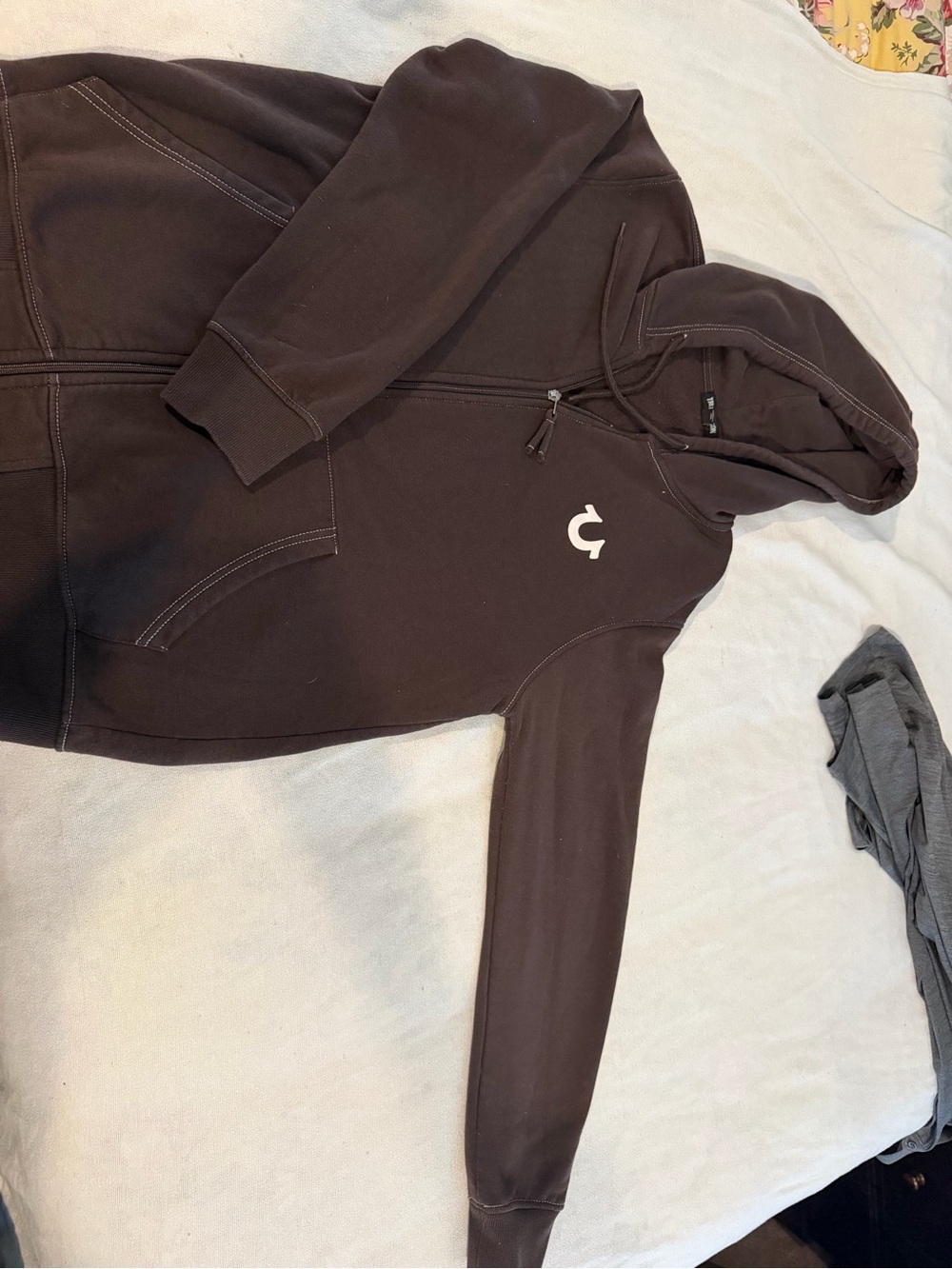 True Religion Brown Hoodie with White Logo
